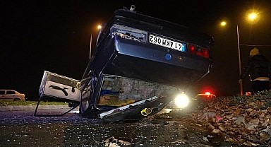 Başiskele'de alkollü ve ehliyetsiz sürücü takla attı!