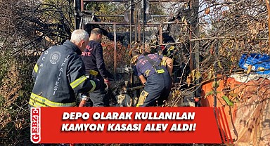 Gebze'de Depo olarak kullanılan kamyon kasası yandı!