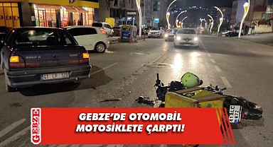 Otomobilin çarptığı motosiklet sürücüsü yaralandı