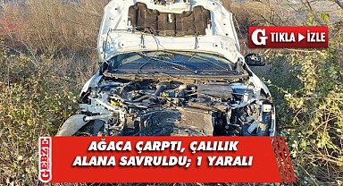 Ağaca çarpan otomobil, 10 metre sürüklendi