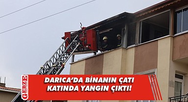 Binanın çatı katı alevlere teslim oldu