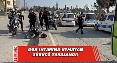 Dur ihtarına uymayan motosiklet sürücüsü yakalandı