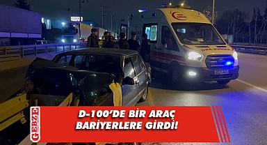 Gebze'de bariyerlere çarpan otomobilin sürücüsü yaralandı