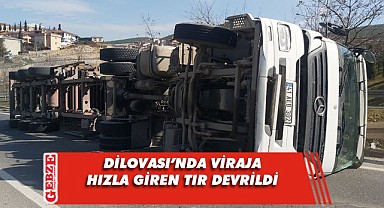 Dilovası'nda devrilen tırın sürücüsü yaralandı!