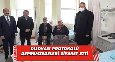 Dilovası protokolü depremzedeleri hastanede ziyaret ettiler