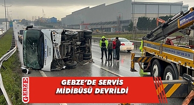 Gebze'de devrilen servis midibüsündeki 2 işçi yaralandı!