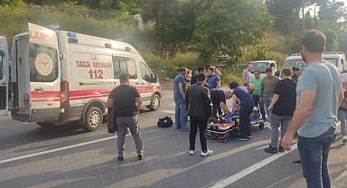 Devrilen motosikletin sürücüsü yaralandı!