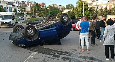 Takla atan araçtan burnu bile kanamadan çıktı!