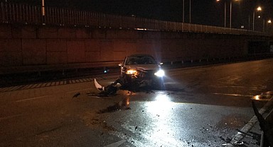 Alkollü sürücü bariyerlere çarptı!