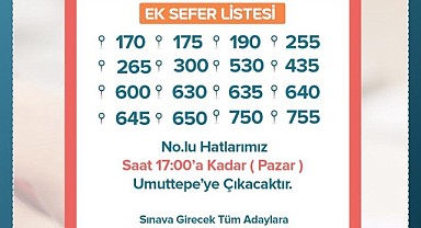 Büyükşehir'den KPSS için 16 hatta ek sefer
