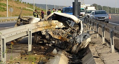 Kuzey Marmara Otoyolu'nda feci kaza: 2 kişi yanarak hayatını kaybetti!