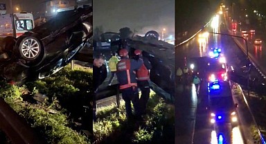 Kayganlaşan yol kazaya sebep oldu!