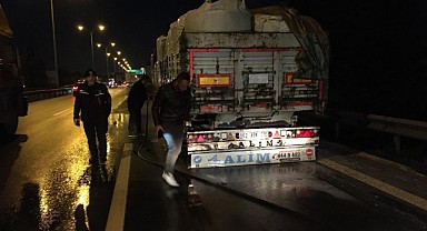 TEM’de korkutan yangın! Tekerlekler alev aldı