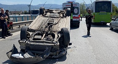 Cipe arkadan çarptı! Takla attı