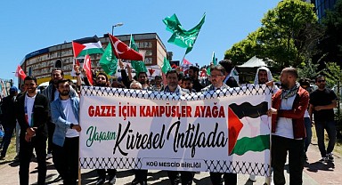 KOÜ öğrencileri, Gazze saldırılarını protesto etti