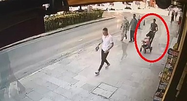 Gözüne kestirdiği bebek arabasını çalıp kaçtı!