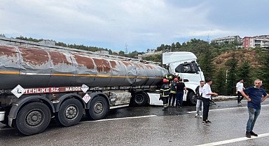 LPG yüklü tanker ağaçlık alana uçtu!