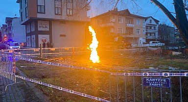 Çalışma sırasında yüzeye çıkan metan gazı alev aldı