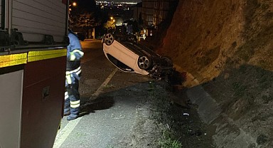 Takla atan araçtan burnu bile anamadan kurtuldu!