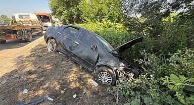 Bariyere giren otomobile tanker çarptı!