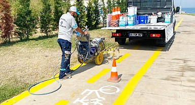 Büyükşehir, bisiklet yolu çizgilerini yeniliyor