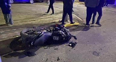 İş makinesi ile çarpışan motosikletin sürücüsü yaralandı