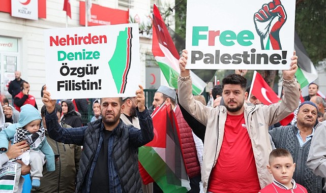 Vatandaşlar Gebze’de Gazze için tek yürek oldu