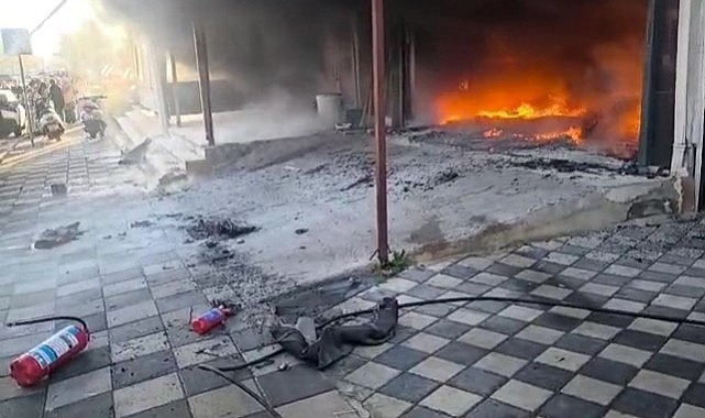 Oto tamirhanesinde çıkan yangın maddi hasara yol açtı!