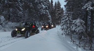 Beyaz örtünün keyfini UTV'lerle çıkardılar