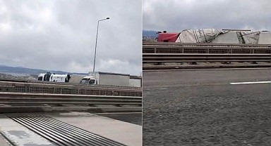 Seyir halindeki 2 tır devrildi!