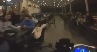 Kafeterya’ya motosikletle girdi! Cezayı yedi