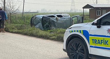 Kontrolden çıkan araç takla attı!