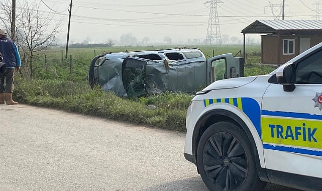 Kontrolden çıkan araç takla attı!