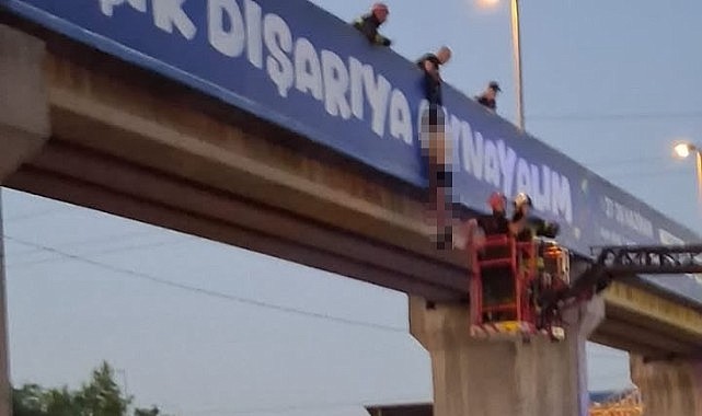 Gebze’de üst geçitte asılı bir erkek bulundu!