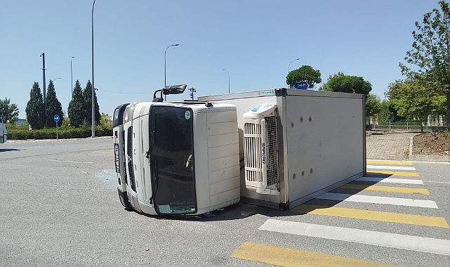Kamyonet devrdili! Sürücü yaralandı