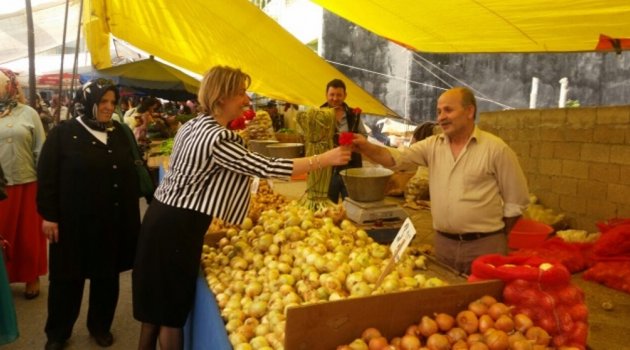 AK Partili kadınlar pazara çıktı