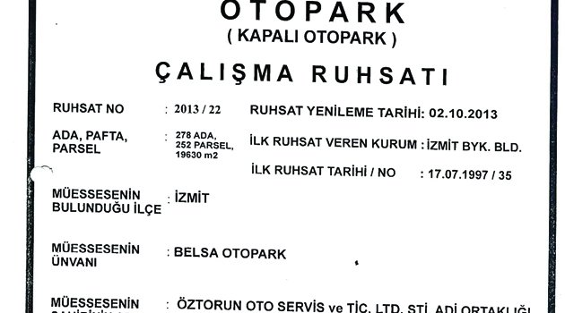 Belsa Otoparkı ruhsatsızdır açıklaması asılsızdır