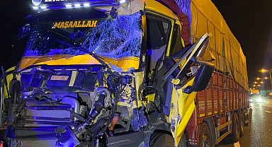 TEM'de 2 kamyon çarpıştı, araçta sıkışan sürücü yaralandı!